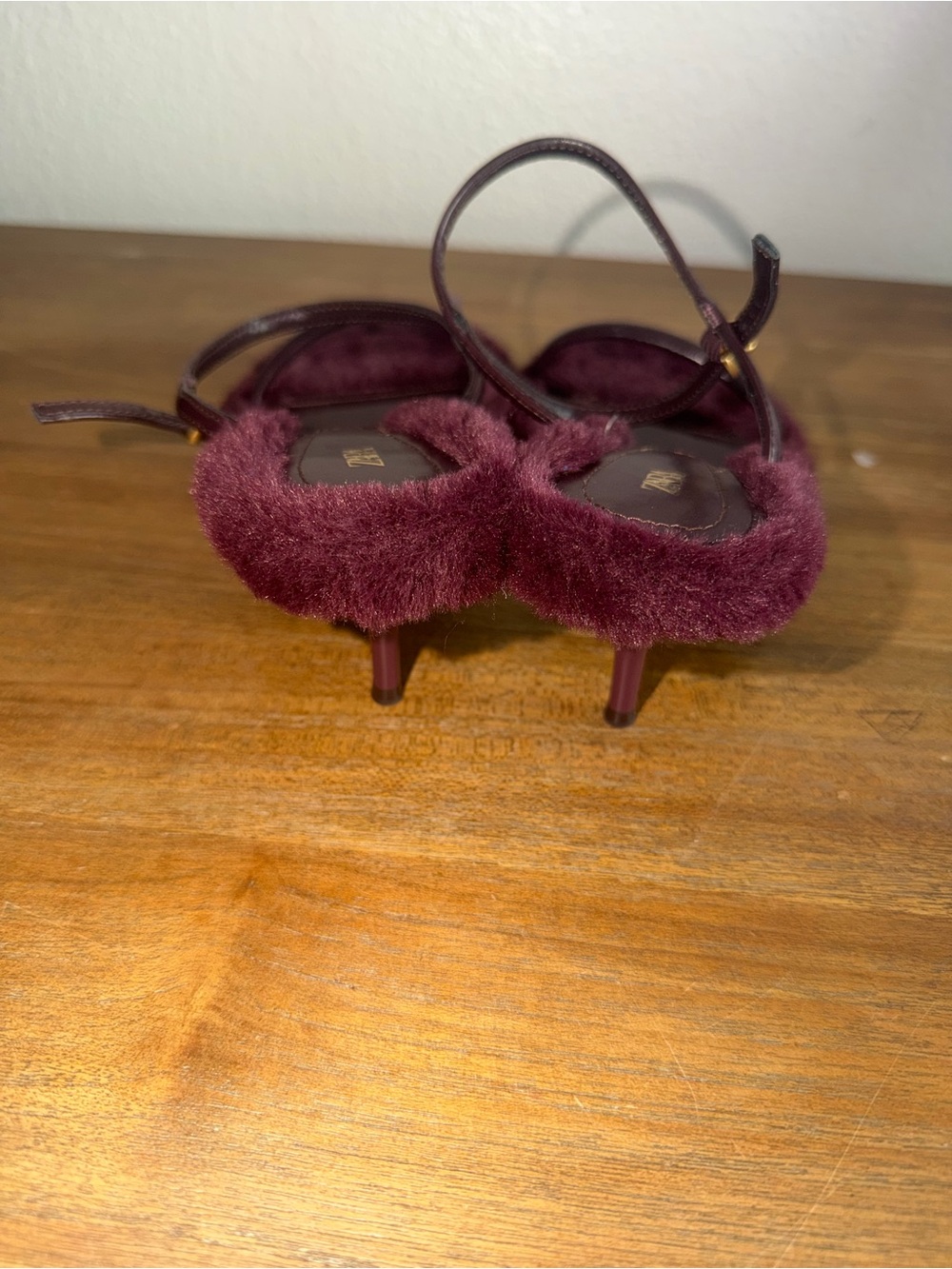 Zara Women's Plush Strap Sandals in Deep Wine - Picture 3 of 7